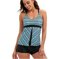 Moda feminina multicolor gradiente cor minimalista ondas listras boxer calças estilingue maiô feminino dividido