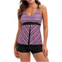 Moda feminina multicolor gradiente cor minimalista ondas listras boxer calças estilingue maiô feminino dividido