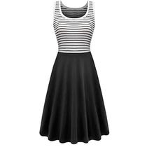 Moda feminina ombro frio verão casual listra solta sem mangas colete vestido Moda feminina ombro frio verão casual listra solta sem mangas colete vestido