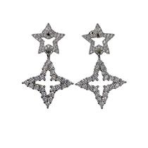 Moda feminina ultra-flash micro-incrustado zircão geométrico zircão estrela brinco jóias