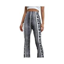 Moda nova alta elasticidade justa micro queimado impresso calças casuais