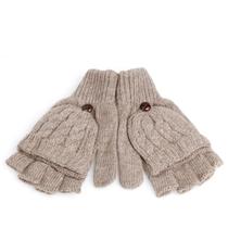 Moda Preto Curto Meio Dedo Dedo Desurbra lã de malha luva de inverno luvas quentes treino para mulheres e homens - Cáqui