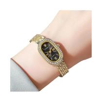 Moda Roma Oval Dial Relógio de Quartzo Feminino Pulseira Casual Relógios Femininos (Sem Caixa)