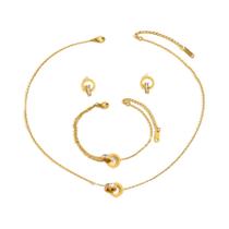 Moda romana anel duplo colar pulseira brinco conjunto jóias femininas