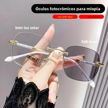 Moda sem aro fotocromático miopia óculos feminino anti-luz azul computador óculos ópticos prescrição Moda sem aro fotocromático miopia óculos feminino anti-luz azul computador óculos ópticos prescrição
