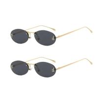 Moda sem aro óculos de sol feminino uv400 oval elegante diamante f óculos de sol retro Moda sem aro óculos de sol feminino uv400 oval elegante diamante f óculos de sol retro