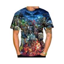 Moda verão nostálgica 3D impressa heavy metal música diabo legal moda camiseta personalizada