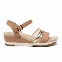 Modare Sandália Nude Dourado Creme Ortopédico Feminina - Modare Sandália Nude Dourado Creme Ortopédico Feminina -