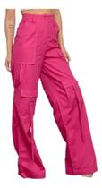 MODAS DOMI Calça Cargo Sarja Wide Leg 8505