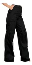 MODAS DOMI Calça Cargo Wide Leg Feminina Sarja Modelo Flare Pantalona 113