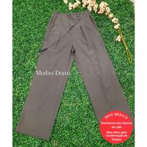 Modas Domi Calça Feminina Estilo Social Pantalona Luis Twill Detalhe Destaque na Cintura 88100