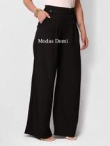 Modas Domi Calça Feminina Pantalona Luis Twill Estilo Social Com Elástico Átras 88400