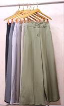 Modas Domi Calça Feminina Plus Size Luis Twill Pantalona Wide Leg Moda Elegante Outono LT8406