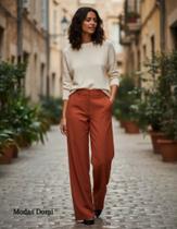 Modas Domi Calça Pantalona Amarante Acompanha Cinto 8442