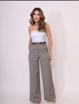 Modas Domi Calça Pantalona Cintura Alta com Cinto Coleção Nova Tecido Manchester 120 Modas Domi Calça Pantalona Cintura Alta com Cinto Coleção Nova Tecido Manchester 120