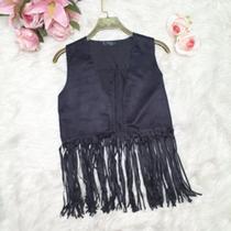 MODAS DOMI Colete Com Franja Veludo 1506 Elegante MODAS DOMI Colete Com Franja Veludo 1506 Elegante