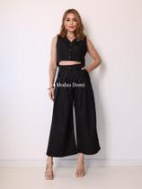 Modas Domi -Conjunto Feminino Colete e Calça Pantacourt Luis Twill 91108