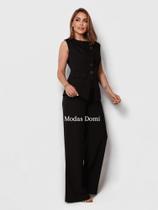 Modas Domi Conjunto Feminino Luis Twill Calça Pantalona Colete Elegante Sofisticado 88800 Modas Domi Conjunto Feminino Luis Twill Calça Pantalona Colete Elegante Sofisticado 88800