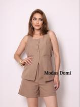 Modas Domi Conjunto Luis Twill Colete e Bermuda Coleção Nova 187