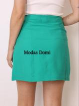 Modas Domi- Saia Feminina Curta Com Botões Decorativos Na Cintura Tecido Amarante 90501