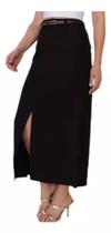 MODAS DOMI Saia Longa com Cinto Fenda Frontal Coleção Nova 1056