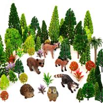 Model Train Scenery OrgMemory Animal Trees com figuras de 4 a 16 cm