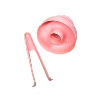 Modelador Cortador Faz Donuts (Rosa) Com Pinça P/Mergulhar Cobertura de Chocolate Panelinha Rosa