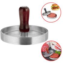 Modelador De Hambúrguer Artesanal Molde Caseiro Cozinha Modeladora Gourmet Cabo de Madeira Modelador De Hambúrguer Artesanal Molde Caseiro Cozinha Modeladora Gourmet Cabo de Madeira