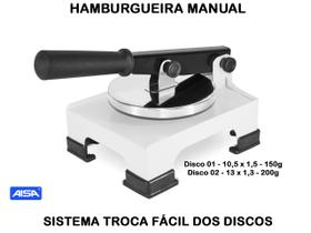 Modelador De Hamburguer Hamburgueira Manual 2 Discos Inox - Aisa Gourmet