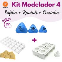 Modelador Esfiha 3Tam, Forma Ravioli c24, Fábrica de Coxinha