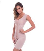 Modelador Regata com Short e Fecho Frontal Ref 1631 - Biobela abdominoplastia lipoaspiração culotes e interno de coxas.