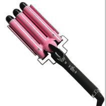 Modeladores de volume de coque de cabelo 22mm rosa ferro de ondulação de três tubos modelador de cabelo ondulado de água ferro de frisar grande onda cerâmica