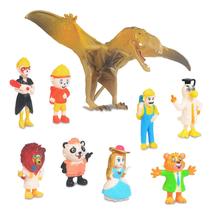 Modelo animal de dinossauro de simulação com 8 bonecas conjunto de cena brinquedos infantis 10pcs Modelo animal de dinossauro de simulação com 8 bonecas conjunto de cena brinquedos infantis 10pcs