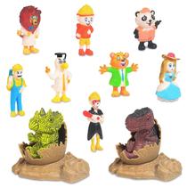 Modelo animal de dinossauro de simulação com 8 bonecas conjunto de cena brinquedos infantis 15pcs