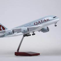 Modelo de avião ANDSYYDS Qatar A380 escala 1:160 50,5 cm com luz Modelo de avião ANDSYYDS Qatar A380 escala 1:160 50,5 cm com luz