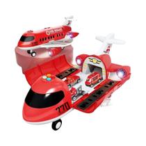 Modelo De Avião De Polícia Grande Iluminado Com Inércia, Brinquedo Multifuncional De Armazenamento