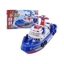 Modelo De Barco De Combate a Incêndio Elétrico Para Crianças Com Luzes LED, Música E Spray De Água