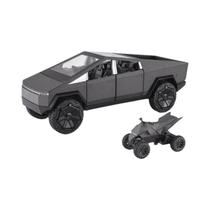 Modelo De Caminhão Pickup Cybertruck Prata Em Escala 1:24, Brinquedo De Metal Diecast Com Som E Luz