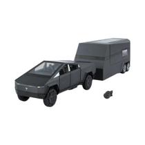 Modelo De Carro De Brinquedo Off-road Em Metal Diecast Escala 1:32 Tesla Cybertruck Pickup Trailer