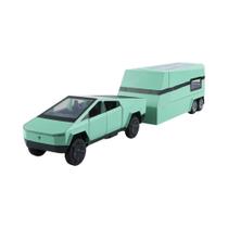 Modelo De Carro De Brinquedo Off-road Tesla Cybertruck Pickup Trailer RV Em Escala 1:32, Feito De