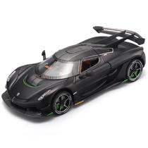 Modelo de carro fundido sob pressão Koenigsegg 1:24 com som e luz preta Modelo de carro fundido sob pressão Koenigsegg 1:24 com som e luz preta