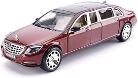Modelo de Carro Mercedes Maybach em Escala 1:24 - Diecast - Preto/Vinho Tinto - 21,5x7,5x6,8cm
