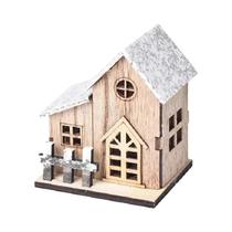 Modelo De Casa De Natal Mini De Madeira Com Luz LED Ornamentos Festivos DIY Para Crianças Presentes Modelo De Casa De Natal Mini De Madeira Com Luz LED Ornamentos Festivos DIY Para Crianças Presentes