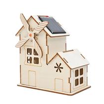 Modelo de casa solar de madeira para experiências científicas STEM para crianças Modelo de casa solar de madeira para experiências científicas STEM para crianças