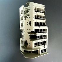 Modelo de edifício arruinado de mesa de areia - Battle Damaged