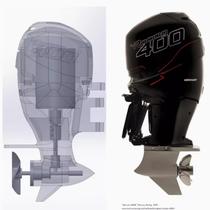 Modelo de Motor de Popa 1:8 Racing 400 - Réplica Detalhada para Colecionadores