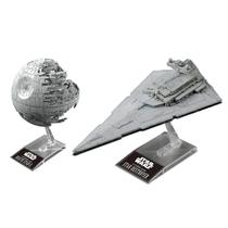 Modelo de plástico Bandai Star Wars Death Star II 1/2.700.000 e Star Destroyer 1/14.500