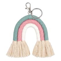 Moderno Boho Handmade Keyring Macrame Weaving Rainbow Pendant Keychain Jewely for Purse Cellphone Backpack - KEY38