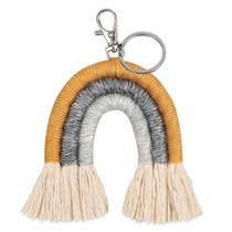 Moderno Boho Handmade Keyring Macrame Weaving Rainbow Pendant Keychain Jewely for Purse Cellphone Backpack - KEY42