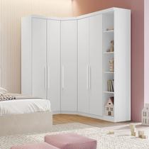 Modulado Completo De Canto Solteiro 5 Portas 6 Gavetas - Rizon-Branco - Móveis Novo Horizonte